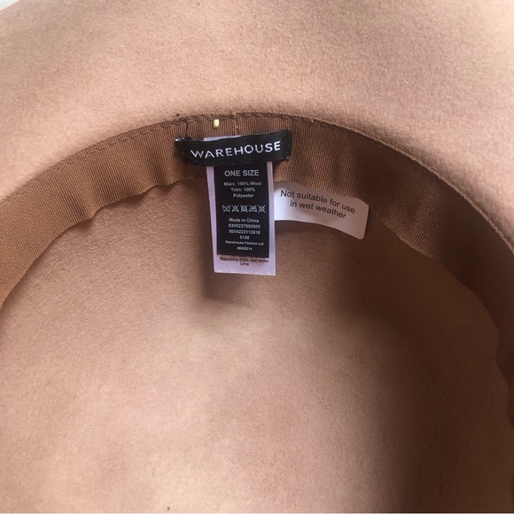 ❤️NWOT Warehouse Cream /Tan 100% Wool hat wide brim - Picture 3 of 3